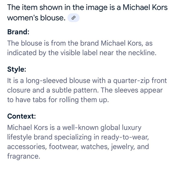 Michael KORS Women’s Large Blouse Black White 1/4 Zipper 3/4 Roll Tab Sleeve - Picture 2 of 4